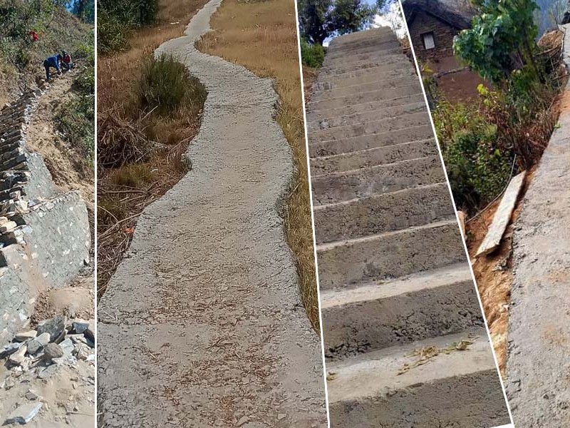 स्थानीय तह बनेपछि मुसीकाेट ९ मा साढे ४ किलोमिटर पिसिसि बाटो निर्माण 